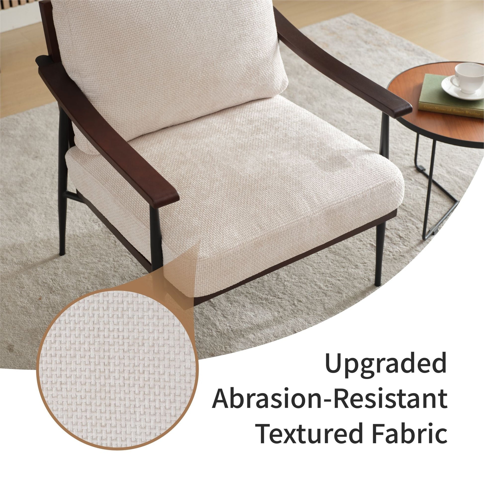 Linen Mid-Century Accent Chair, White, 30" Wide (view 4)