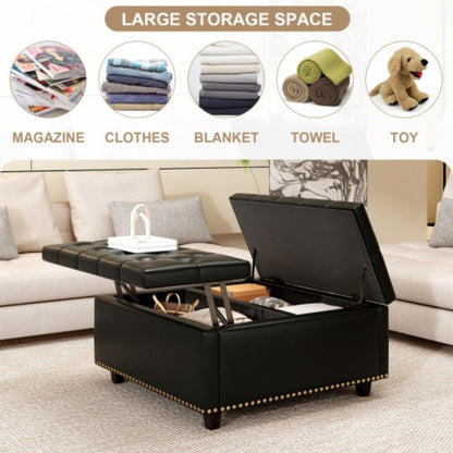 Solid Wood Mid-Century Coffee Table, black (view 8)