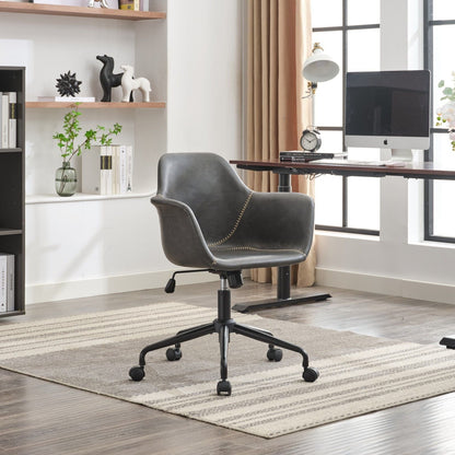Faux Leather Mid-Century Accent Chair, Black (view 18)