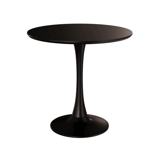 Wood Mid-Century Coffee Table, Black, Round (view 8)