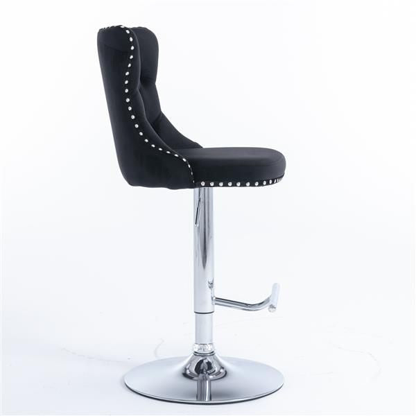 Black Velvet Swivel Bar Stools, Gold Base, Set of 2 (view 5)