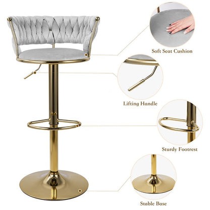 Velvet Swivel Bar Stools, Set of 2, Gold (view 25)
