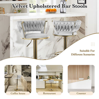 Velvet Swivel Bar Stools, Set of 2, Gold (view 30)
