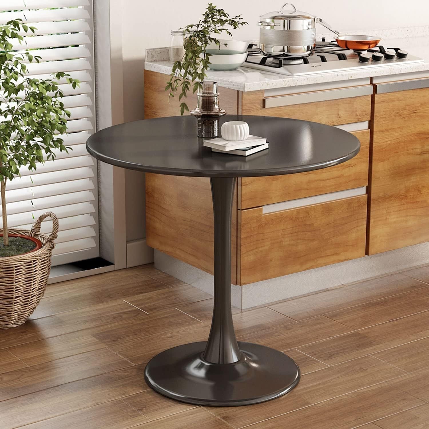 Wood Mid-Century Coffee Table, Black, 42" Wide (view 14)
