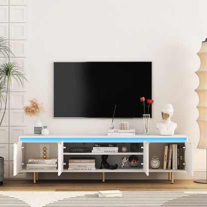 80" TV Mid-Century TV Stand, White, 60" Wide (view 11)