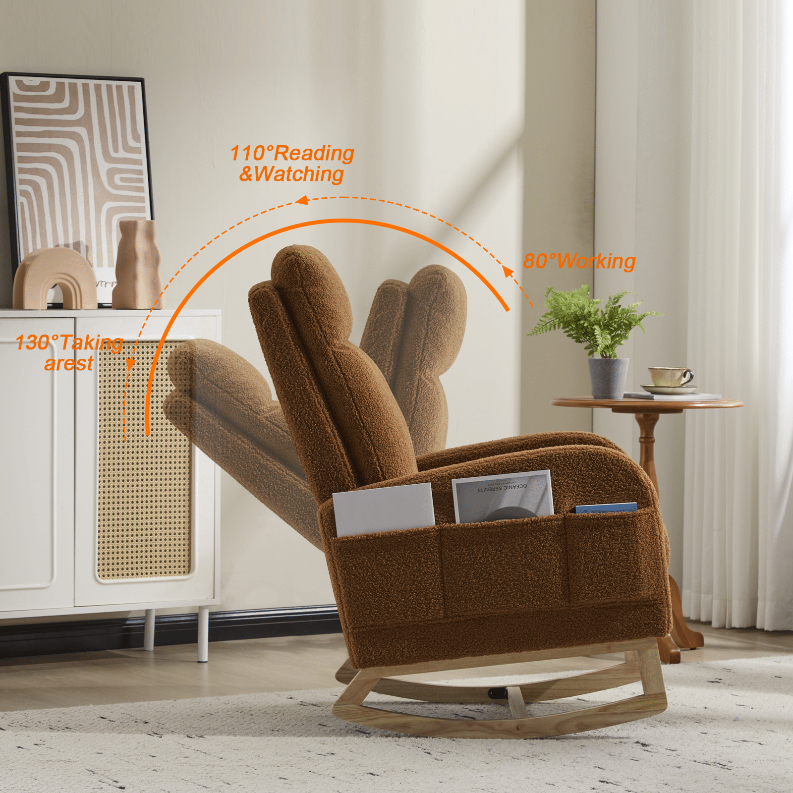 Wood Mid-Century Rocking Chair, White (view 22)