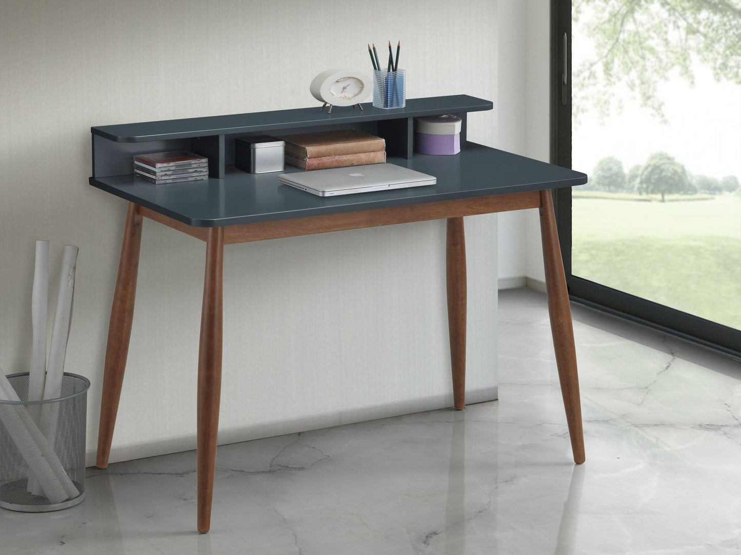 43" Mid-Century Desk, Gray (view 2)