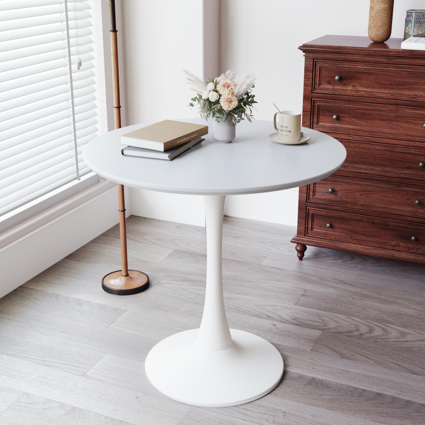 Wood Mid-Century Coffee Table, 42", White