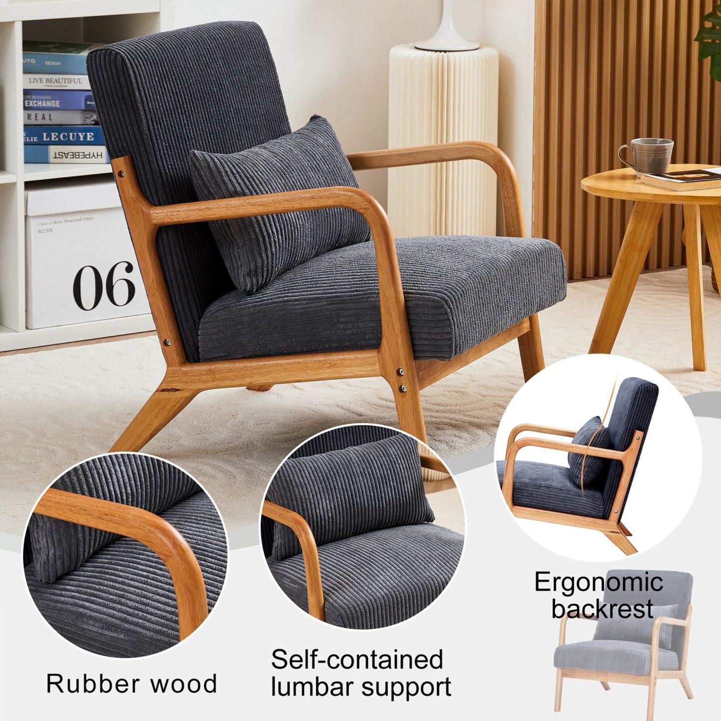 Upholstered Mid-Century Accent Chair, Brown, 30" Wide (view 19)