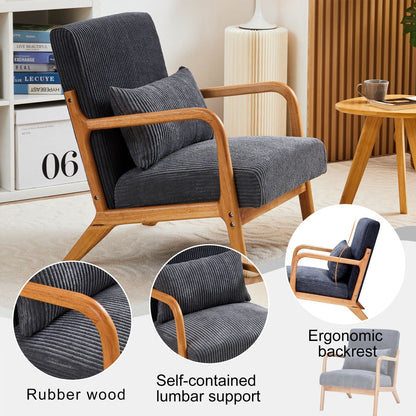 Upholstered Mid-Century Accent Chair, Brown, 30" Wide (view 19)