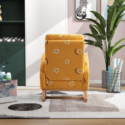 Boucle Mid-Century Rocking Chair, Mustard (view 8)