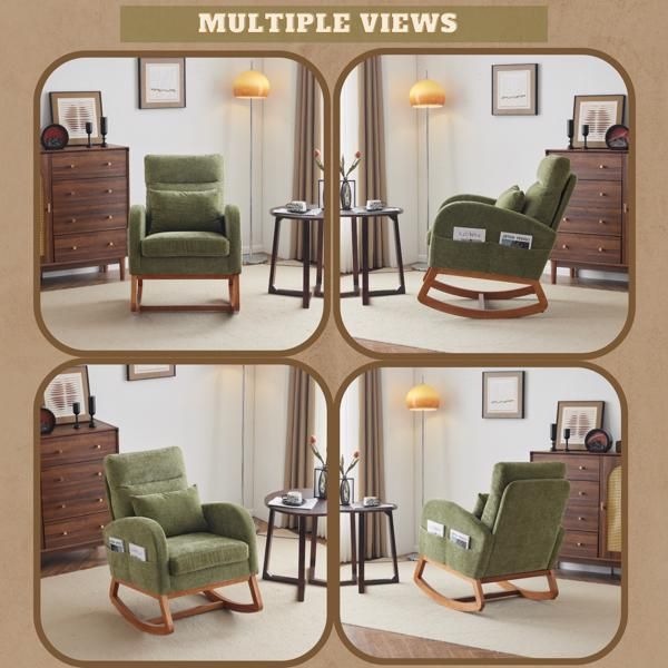 Chenille Mid-Century Rocking Chair, Olive, 28" Wide (view 2)