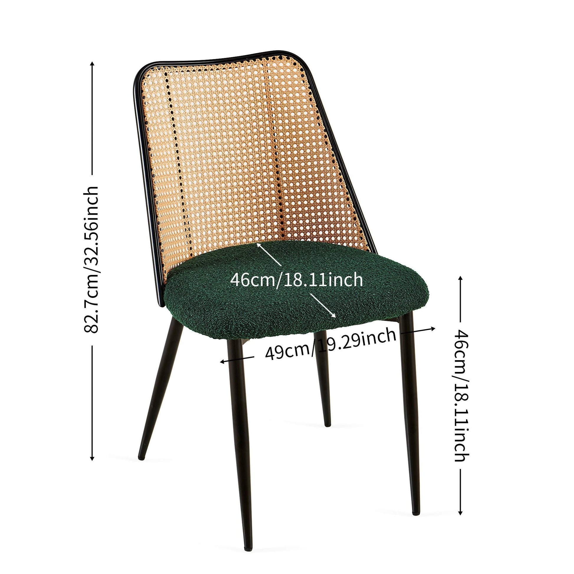 Boucle Mid-Century Dining Chairs, Set of 2, Green (view 12)
