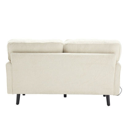 Solid Wood 3-Seat Mid-Century Sofa, Beige, Compact (view 19)