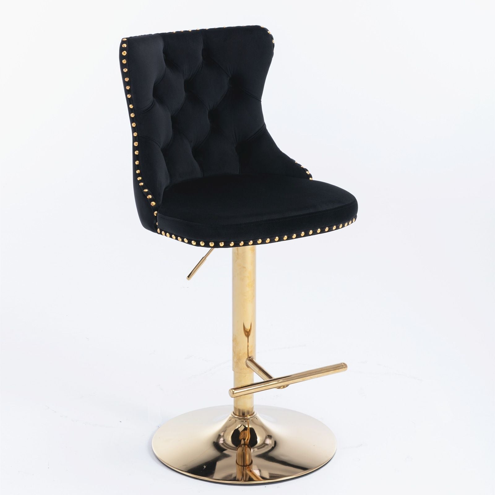 Gold Velvet Swivel Bar Stools, Tufted, Adjustable (view 27)