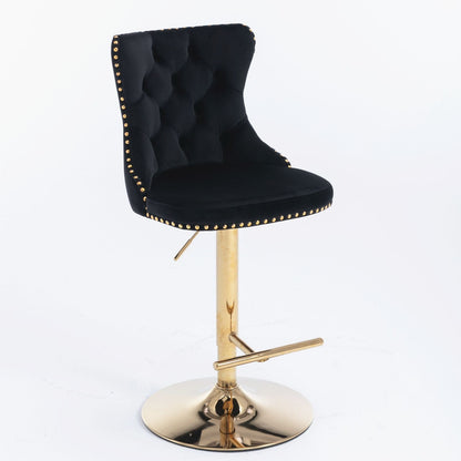 Gold Velvet Swivel Bar Stools, Tufted, Adjustable (view 27)