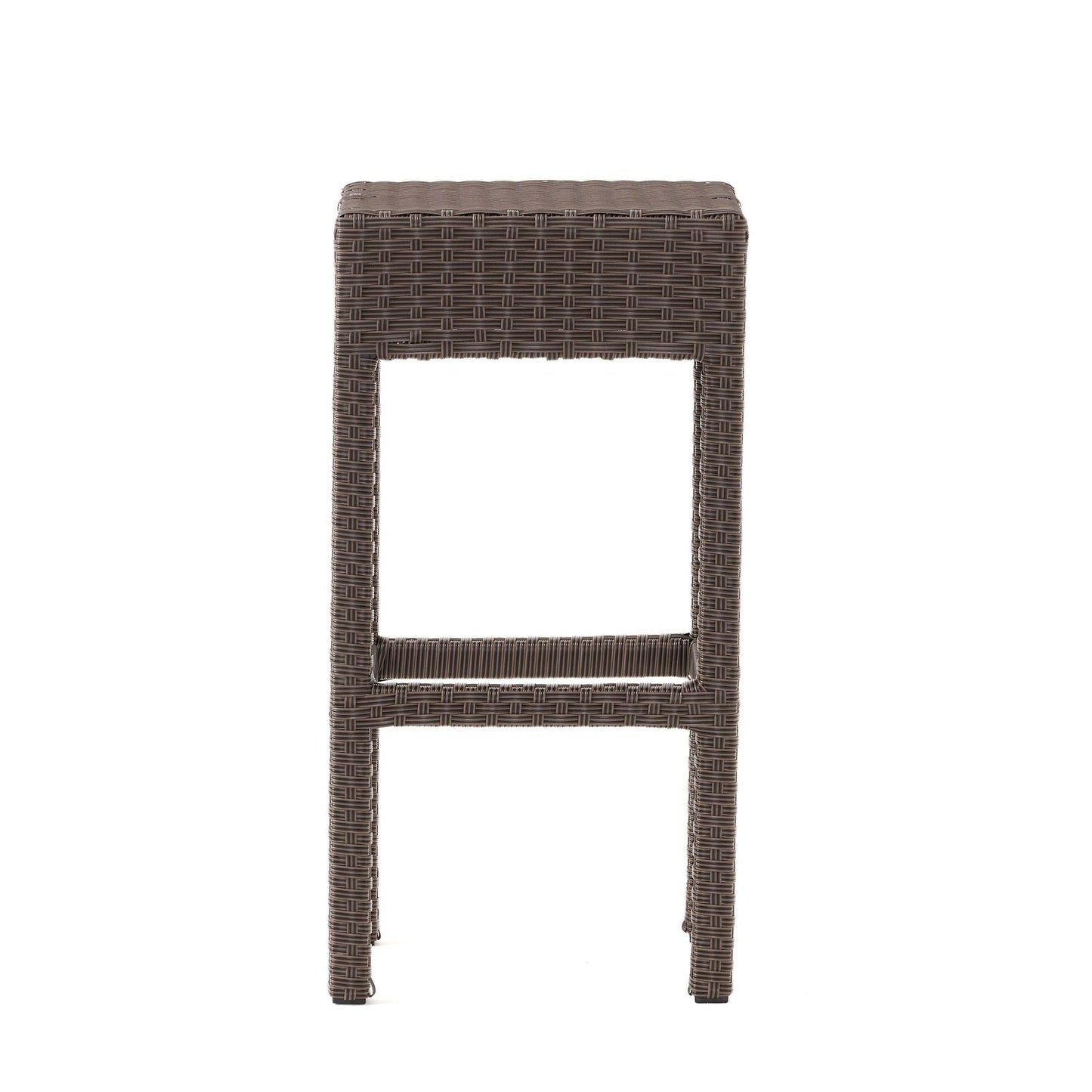 Outdoor PE Rattan Backless Barstools, Set of 2, Dark Brown (view 7)