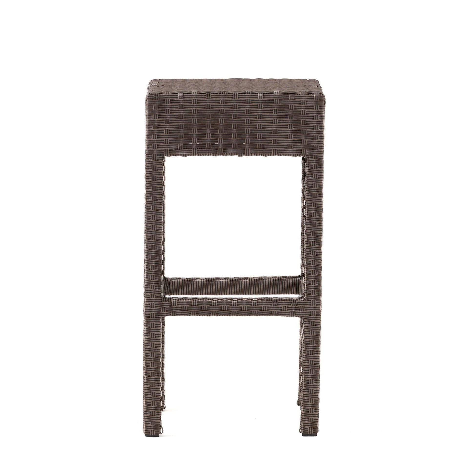 Outdoor PE Rattan Backless Barstools, Set of 2, Dark Brown (view 7)