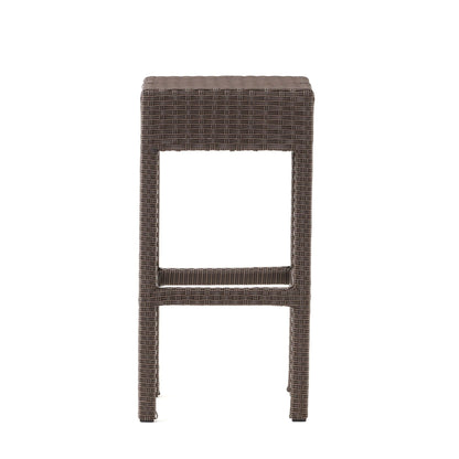 Outdoor PE Rattan Backless Barstools, Set of 2, Dark Brown (view 7)