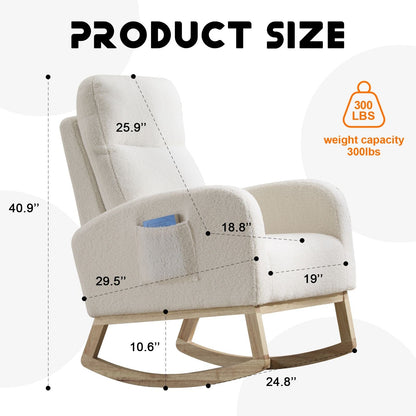 Teddy Mid-Century Rocking Chair, White (view 3)