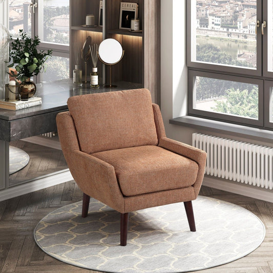 Chenille Mid-Century Accent Chair, Orange, 31" Tall