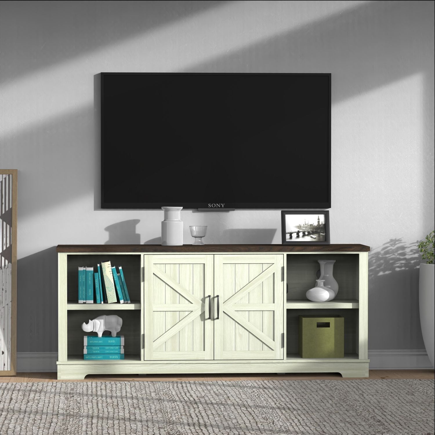80" TV Mid-Century TV Stand, Blue (view 26)