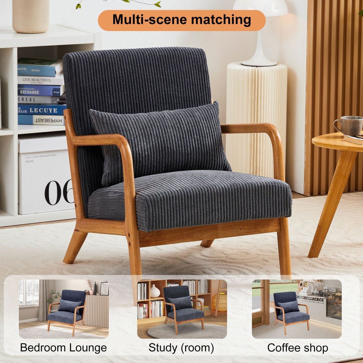 Upholstered Mid-Century Accent Chair, Brown, 30" Wide (view 20)