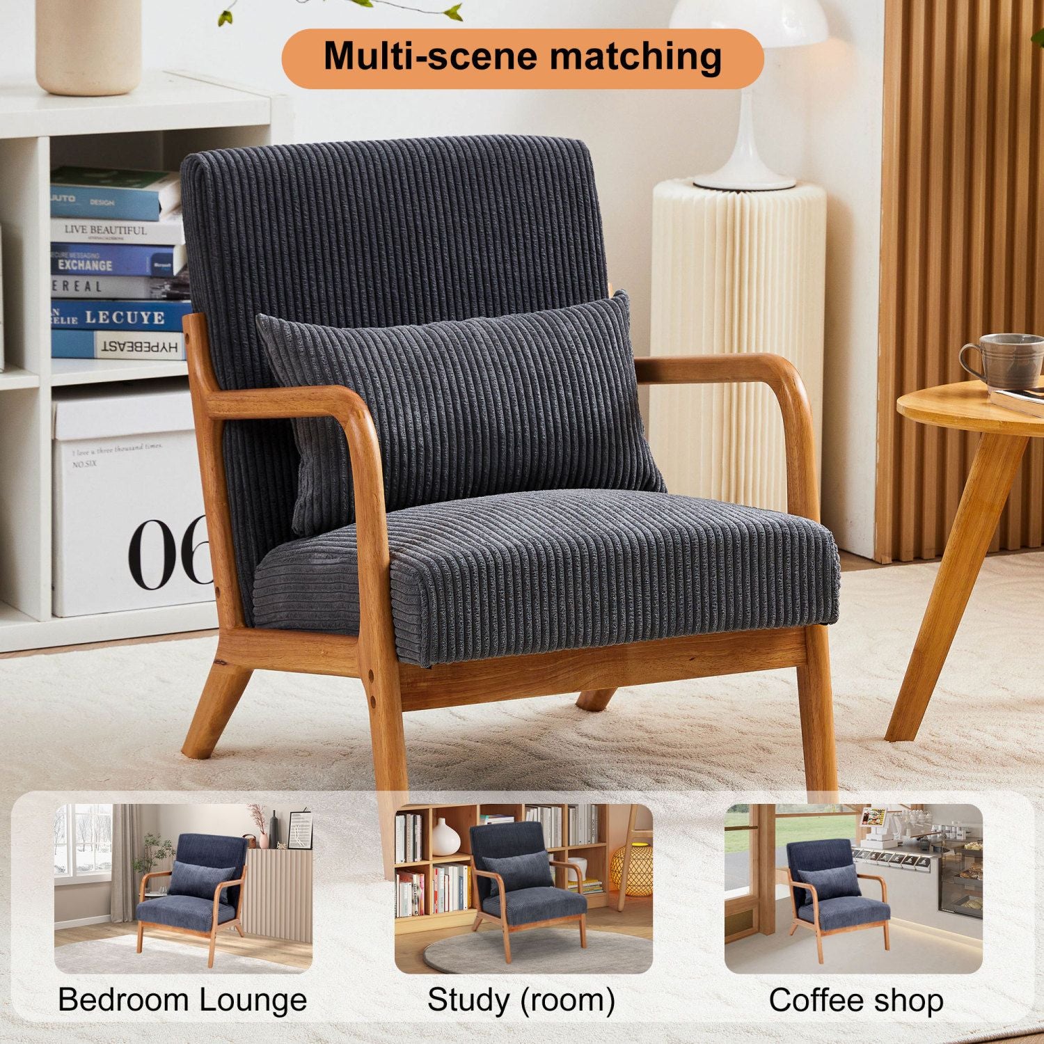 Upholstered Mid-Century Accent Chair, Brown, 30" Wide (view 20)