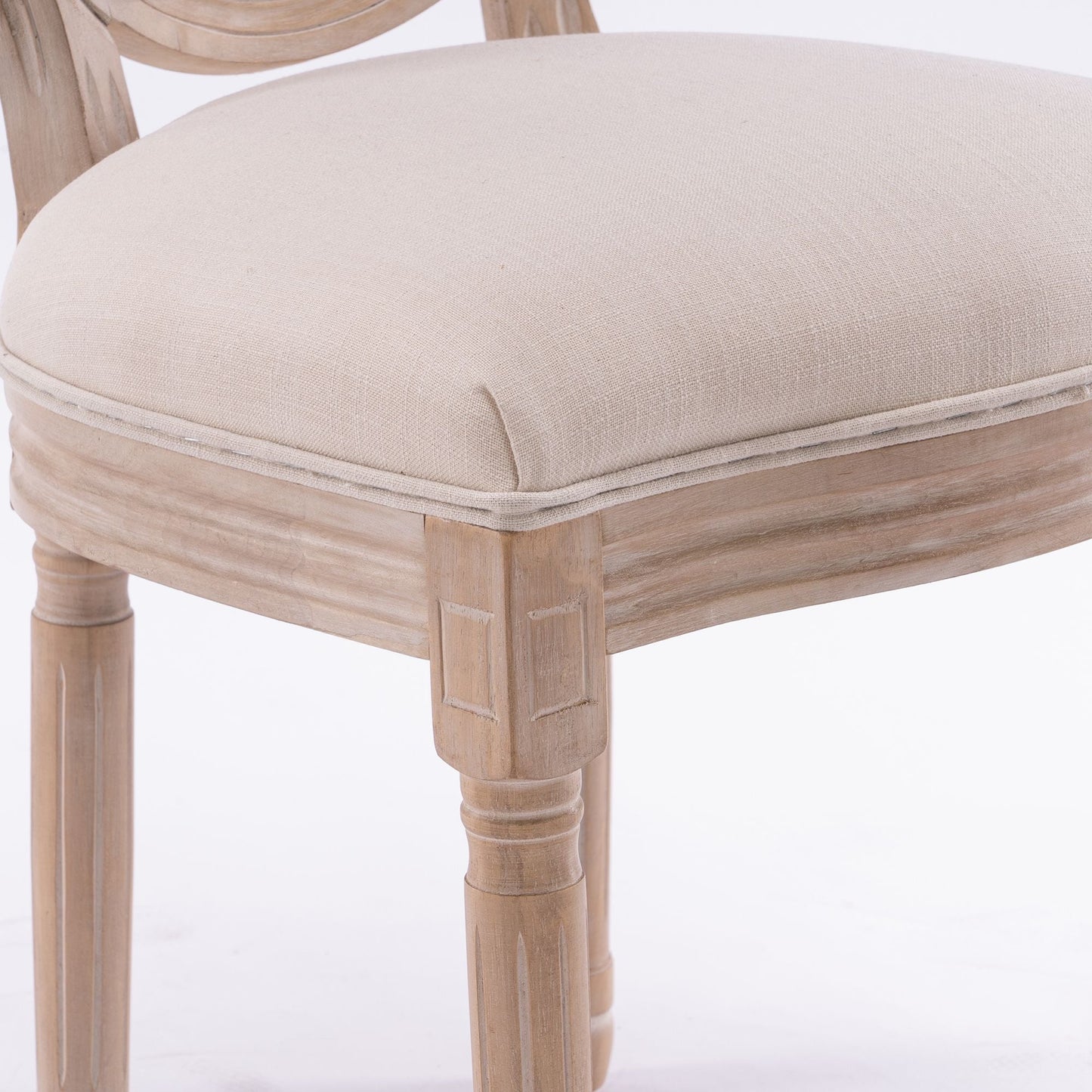 Linen Mid-Century Dining Chairs, Set of 2, White, Rattan (view 4)