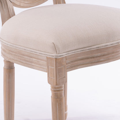 Linen Mid-Century Dining Chairs, Set of 2, White, Rattan (view 4)