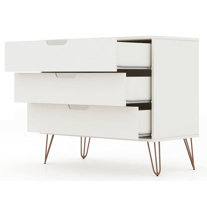 3-Drawer Mid-Century Dresser, White, 34" Tall (view 4)