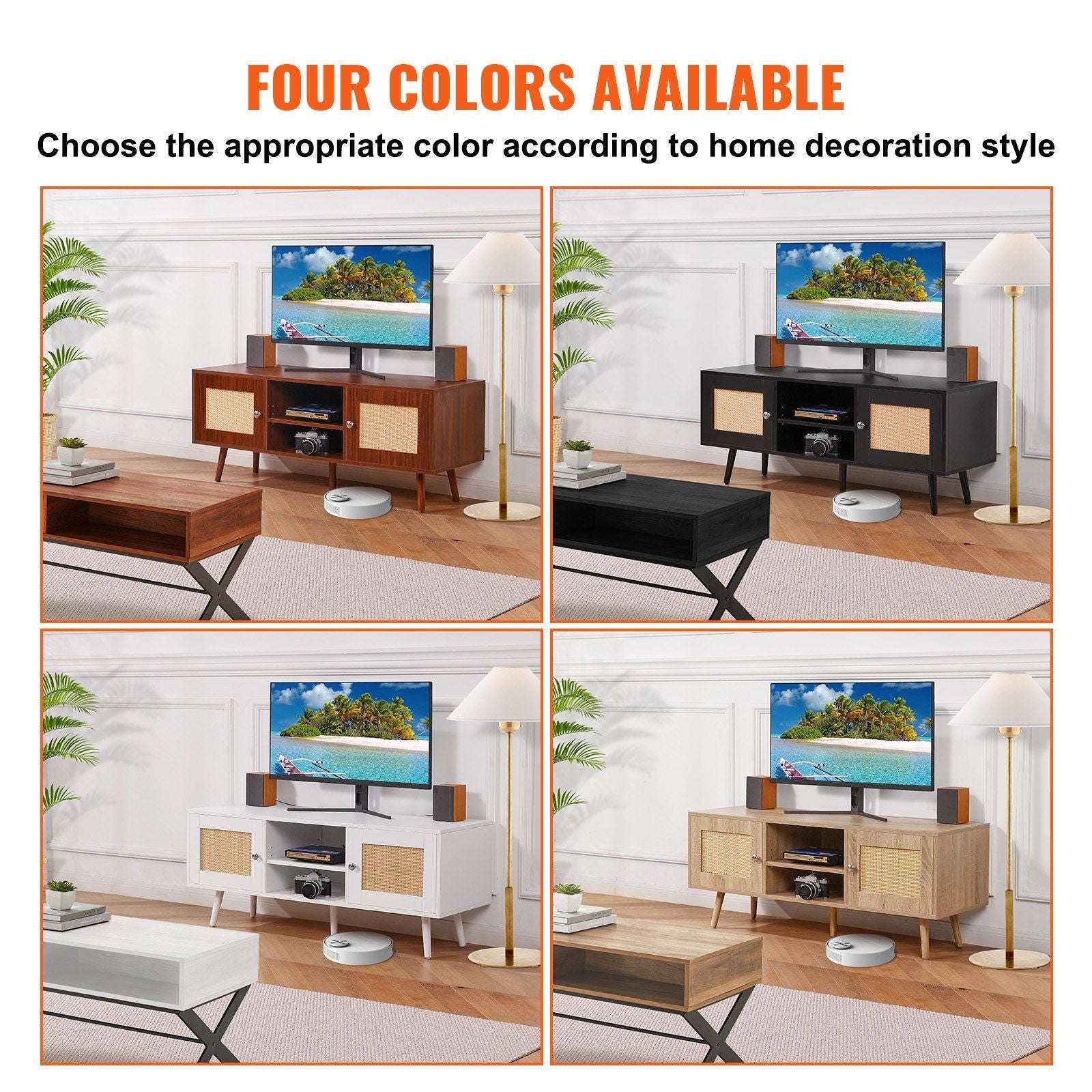 55" TV Mid-Century TV Stand, Black (view 6)