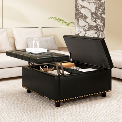 Solid Wood Mid-Century Coffee Table, black (view 3)