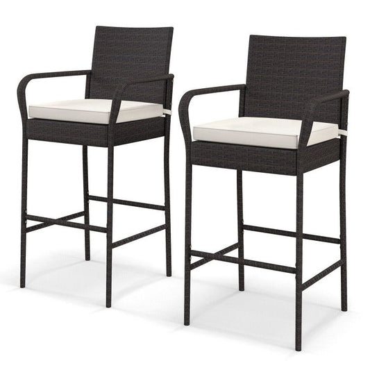Rattan Swivel Bar Stools, Set of 2, Set of 2