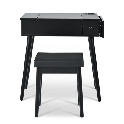 Mid-Century Vanity with LED Mirror, Black, 2 Drawers, 36" Wide (view 10)