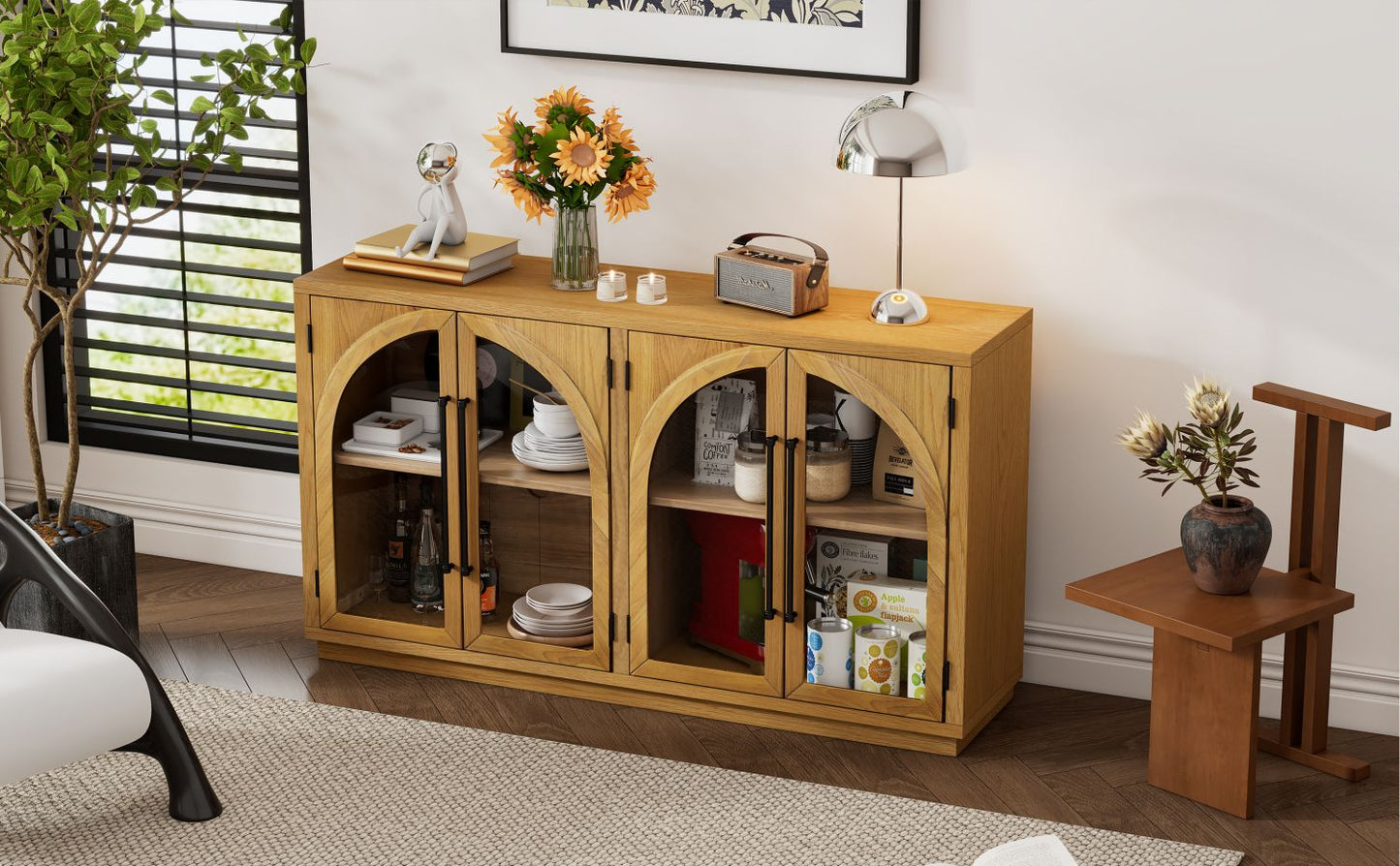 Solid Wood Mid-Century Cabinet, Natural Wood, with Storage (view 3)