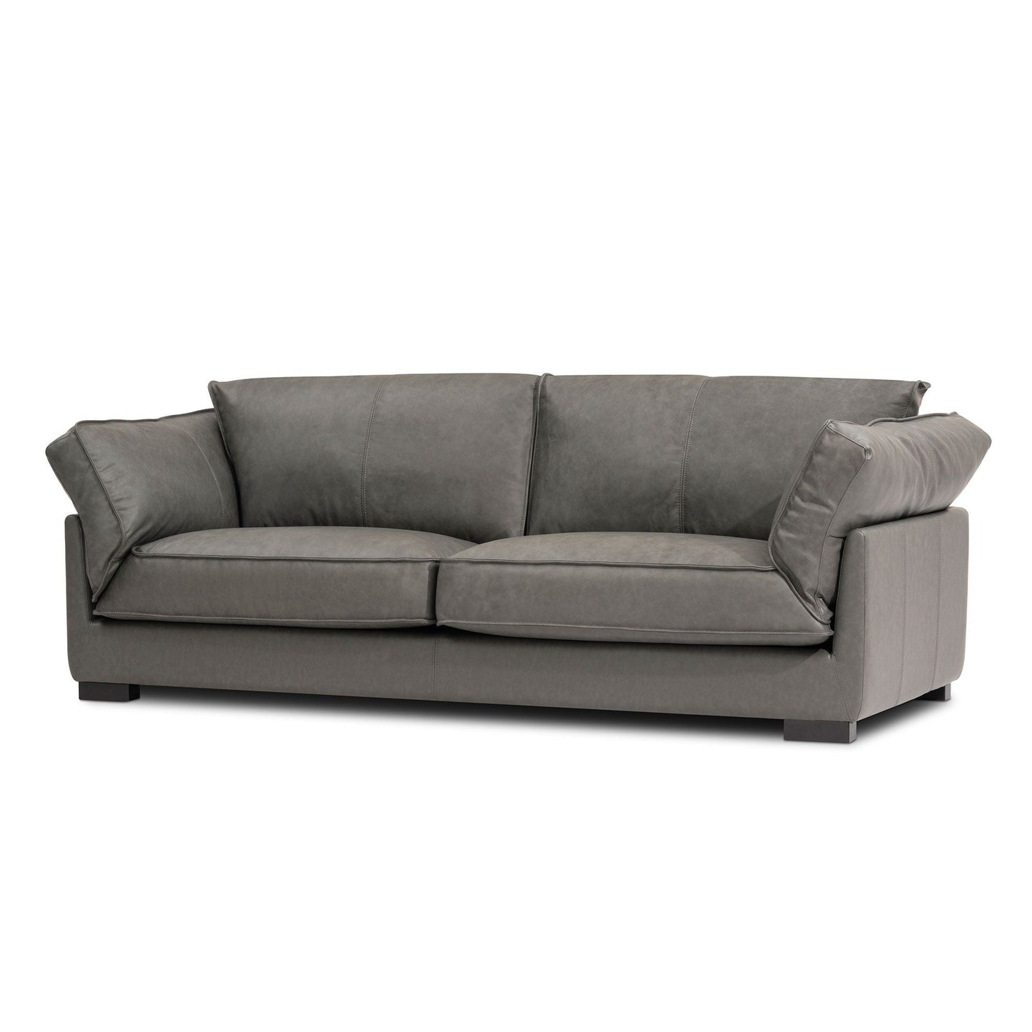 Leather 3-Seat Mid-Century Sofa, Red, 84" Wide (view 2)