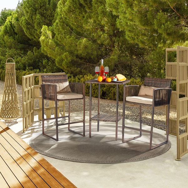 Rattan Swivel Bar Stools, Brown (view 8)