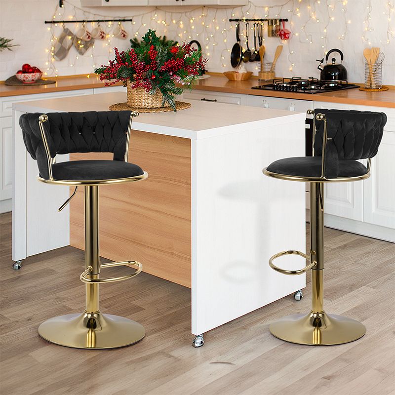 Velvet Swivel Bar Stools, Set of 2, Gold (view 61)