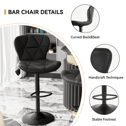 Faux Leather Swivel Bar Stools, Set of 2, Black (view 4)