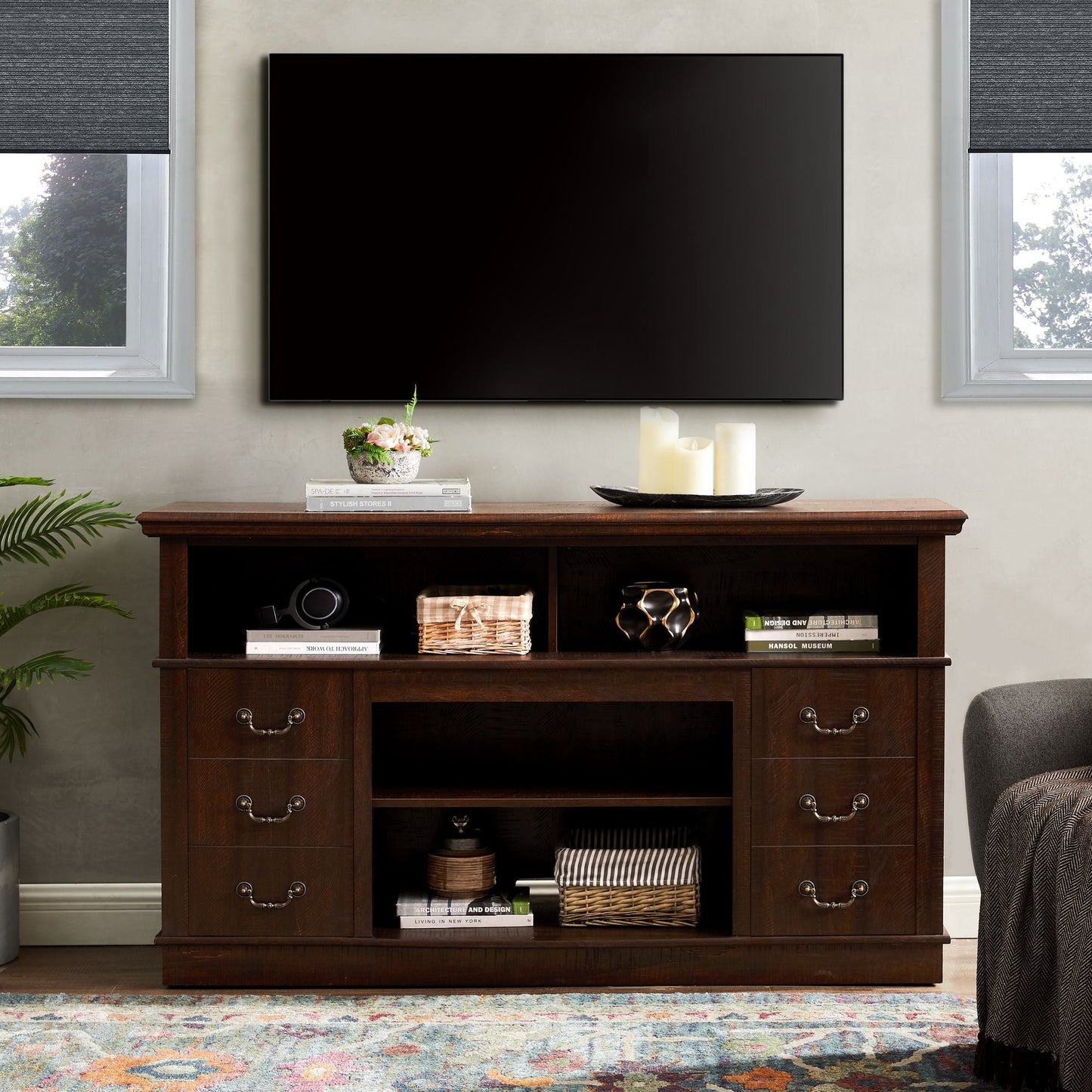 65" TV Mid-Century TV Stand, Espresso (view 4)