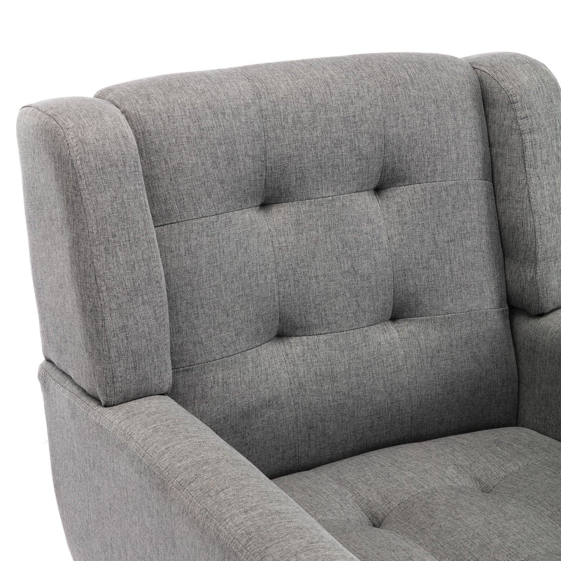 Linen Mid-Century Accent Chair, Light Gray (view 9)