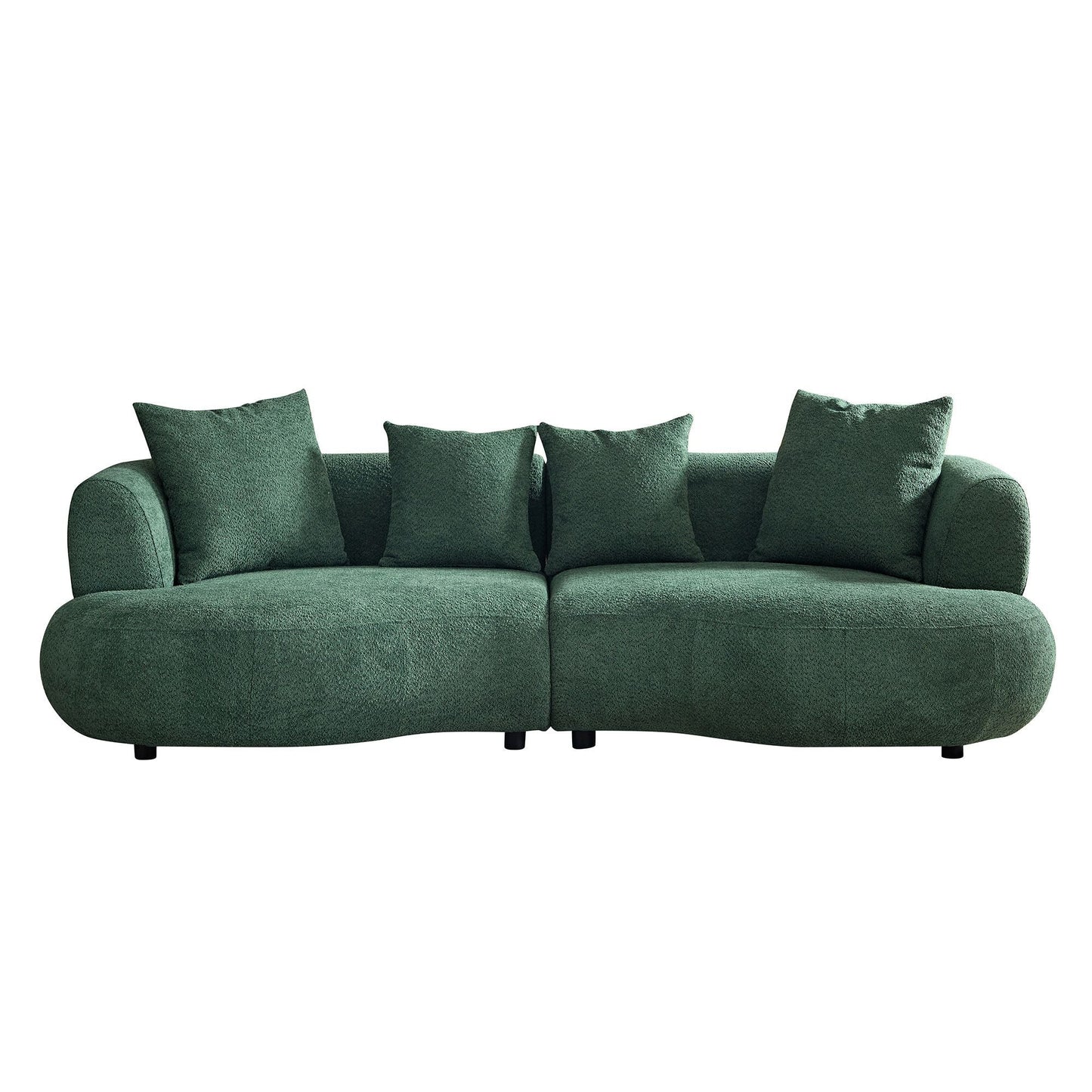 Upholstered Mid-Century Sectional Sofa, Cream