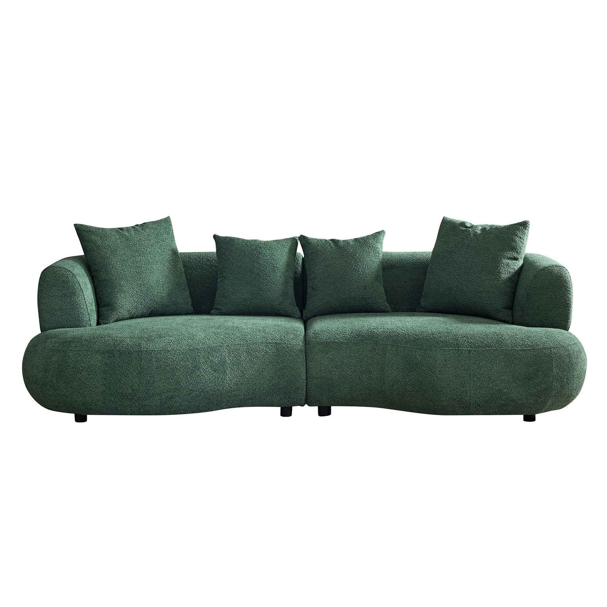 Upholstered Mid-Century Sectional Sofa, Cream
