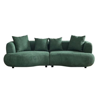 Upholstered Mid-Century Sectional Sofa, Cream