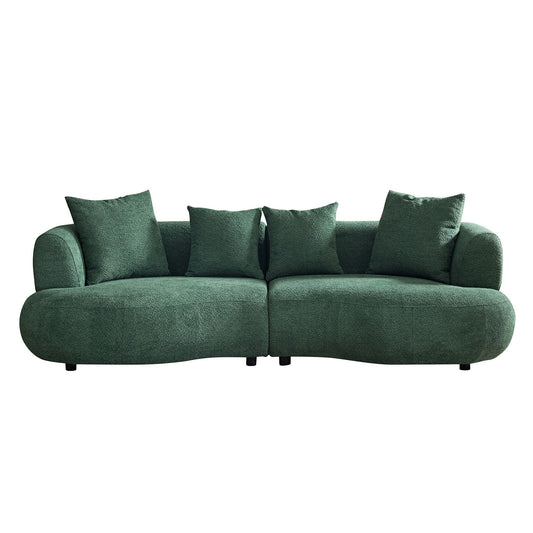 Upholstered Mid-Century Sectional Sofa, Cream