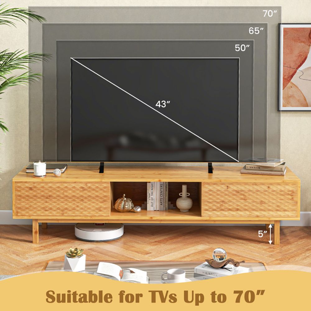 63" TV Mid-Century TV Stand, Natural (view 9)