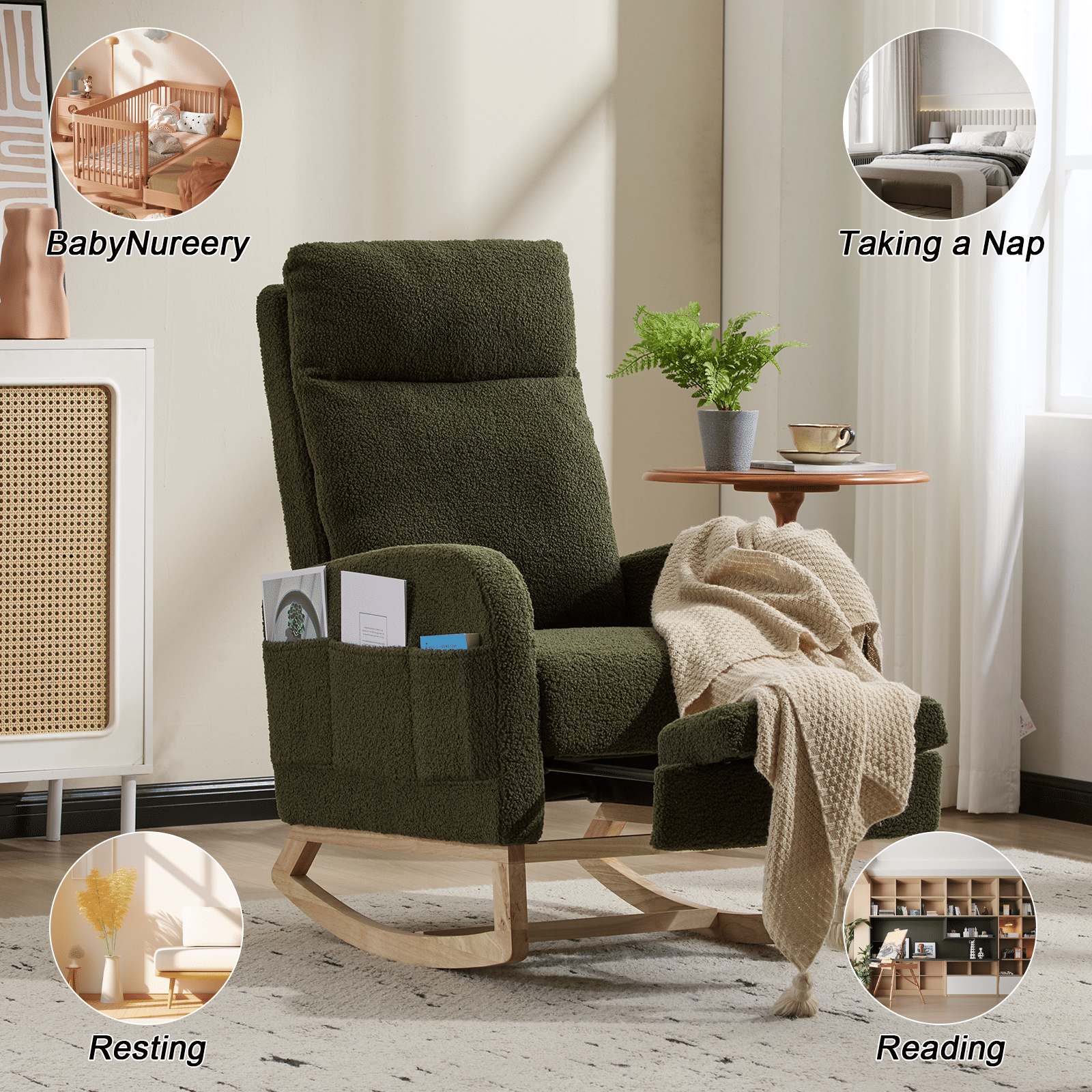 Wood Mid-Century Rocking Chair, WHITE (view 29)