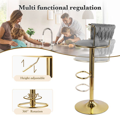 Velvet Swivel Bar Stools, Set of 2, Gold (view 15)