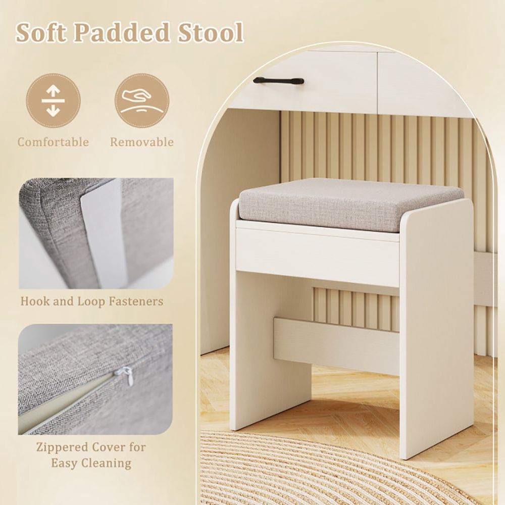 Vanity Set with Lighted Mirror and Stool with Power Outlet (view 23)